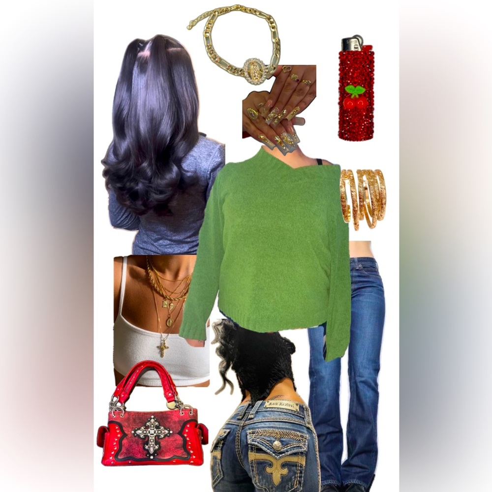 Fuzzy Bright Green V-Neck sweater